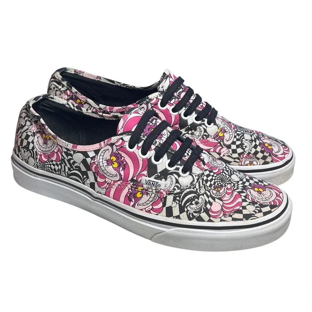 Vans Authentic Disney Cheshire Cat Women 10.5 Mens 9 Alice in Wonderland Checker